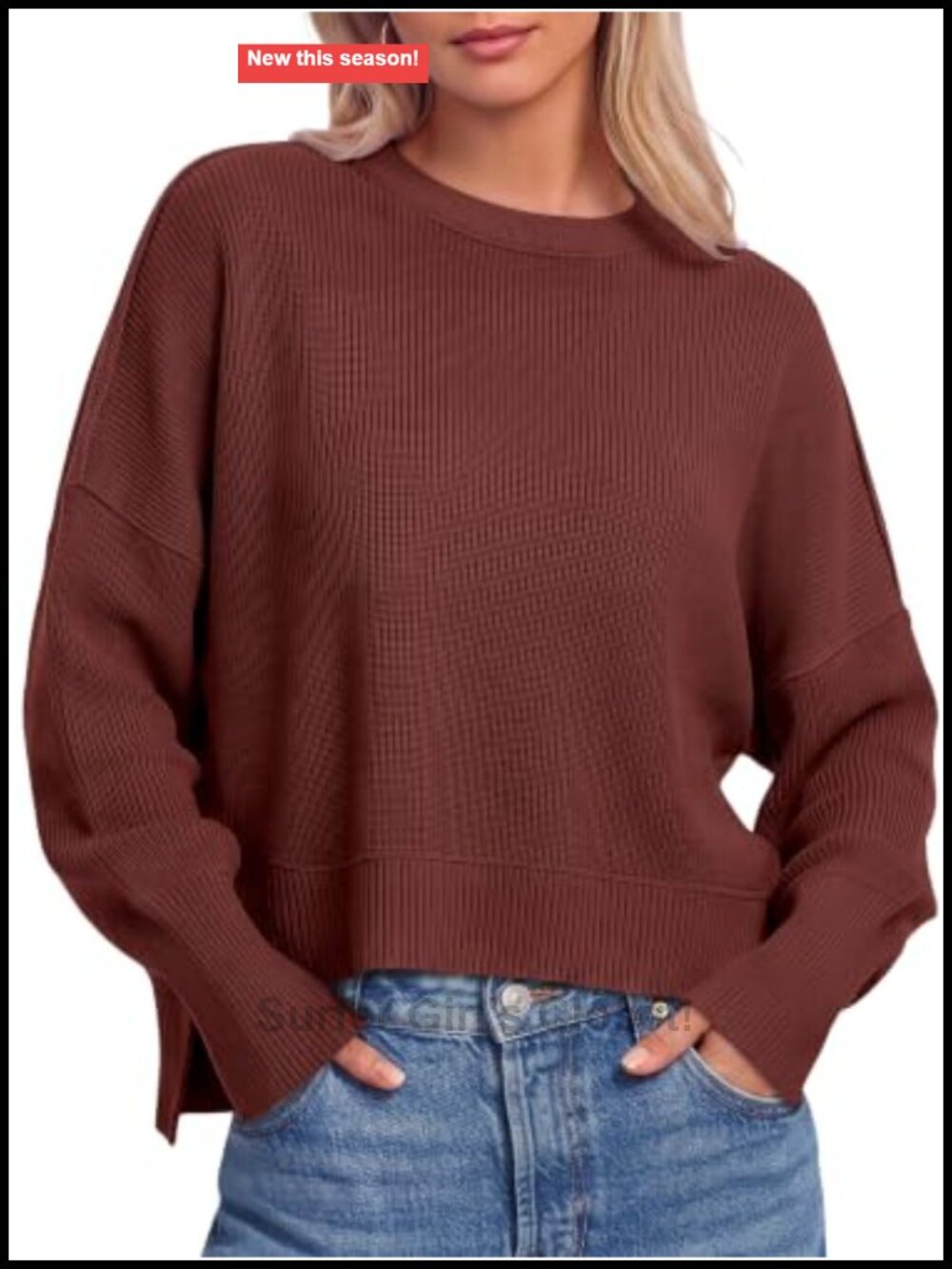 Cropped Oversized Pullover Sweater Batwing Long Sleeve Knit